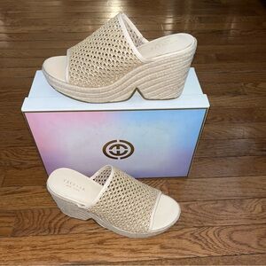 Cecelia New York Frisbee Platform Wedge Sandals Jute Wrapped Natural Women’s 10